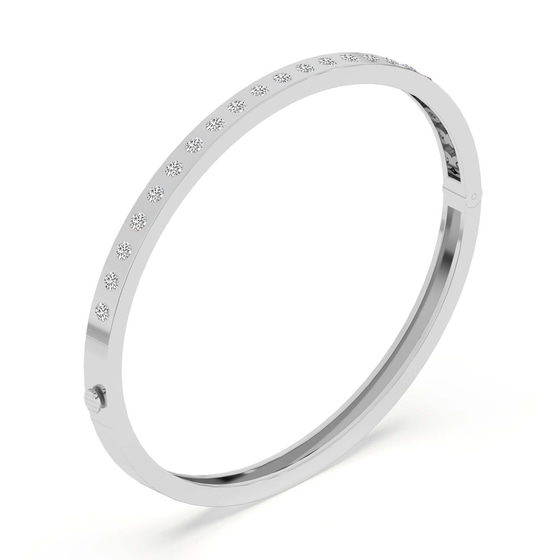Round Glow Classic Lab Diamond Openable Bangle Bracelet left view