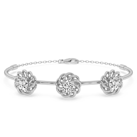 Spiral Eleve Round Lab Diamond openable bracelet front view