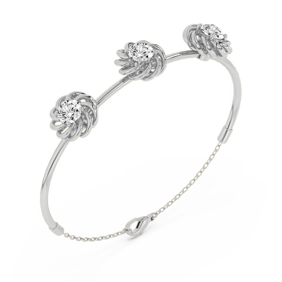 Spiral Eleve Round Lab Diamond openable bracelet left view