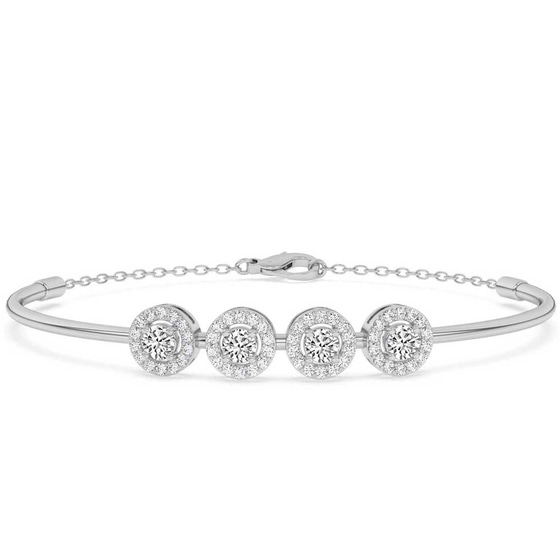 Eloise Halo Lab Diamond openable bracelet front view