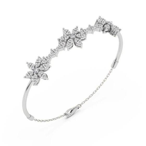 Flora Marquise Lab Diamond openable bracelet left view