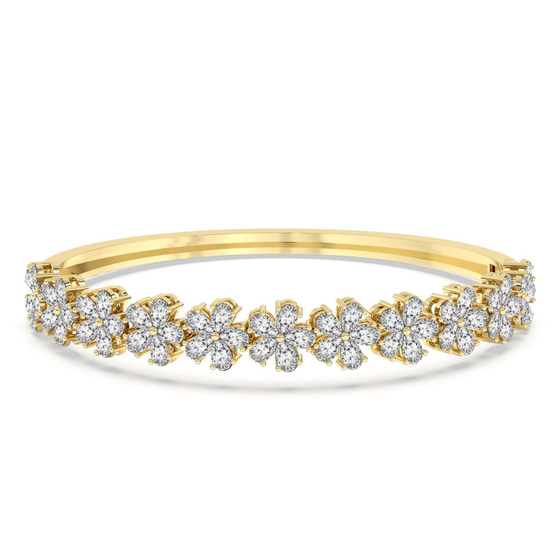 Pear Petal Lab Diamond Openable Bangle Bracelet front view