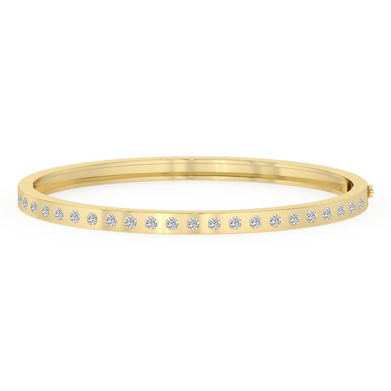 Round Glow Classic Lab Diamond Openable Bangle Bracelet front view