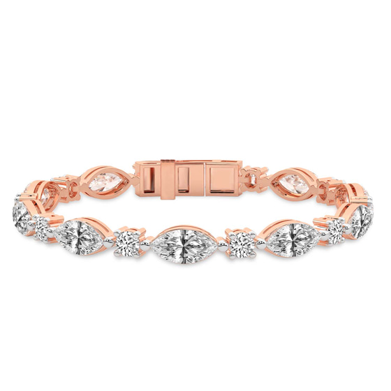 Basilia Marquise and Round Lab Diamond Tennis Bracelet front view