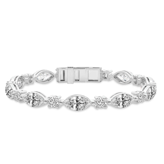 Basilia Marquise and Round Lab Diamond Tennis Bracelet front view