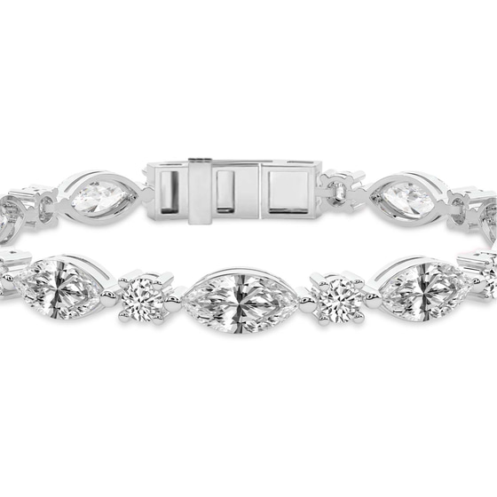 Basilia Marquise and Round Lab Diamond Tennis Bracelet left view