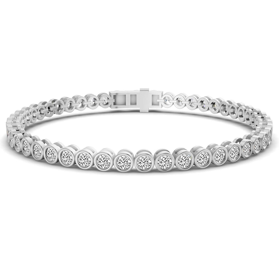 Round Bezel Lab Diamond Tennis Bracelet front view