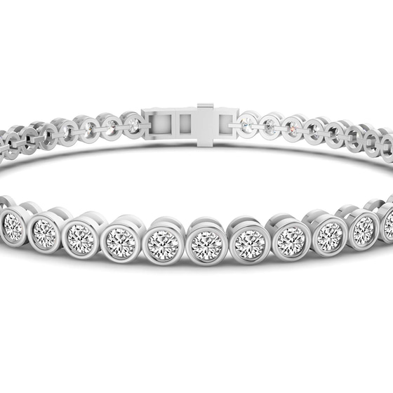 Round Bezel Lab Diamond Tennis Bracelet left view