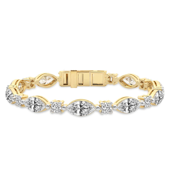 Basilia Marquise and Round Lab Diamond Tennis Bracelet front view