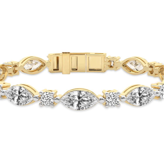 Basilia Marquise and Round Lab Diamond Tennis Bracelet left view