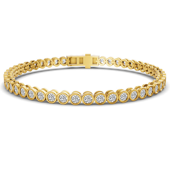 Round Bezel Lab Diamond Tennis Bracelet front view