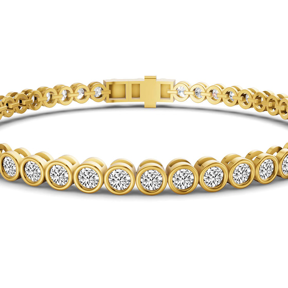 Round Bezel Lab Diamond Tennis Bracelet left view