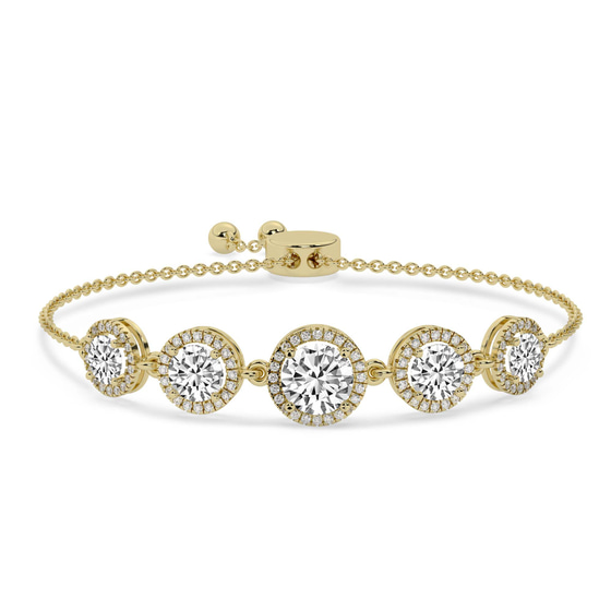Lyna Five Stone Round Halo Fashion Bracelet front view