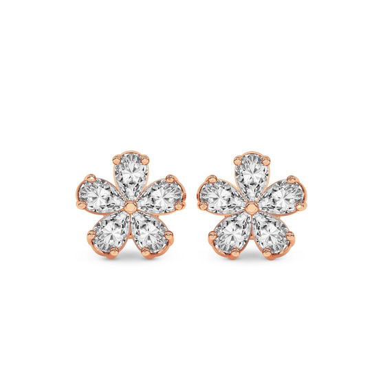 Daisy Flower Fashion Lab Diamond Stud Earrings front view