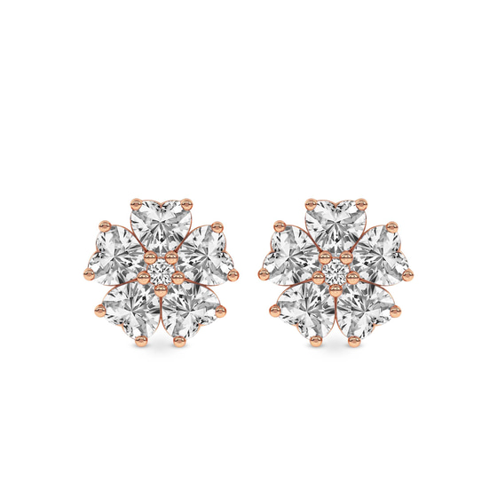 Thalia Bloom Fashion Flower Lab Diamond Stud Earrings front view