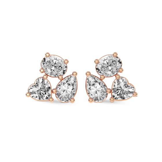 Nebula Flower Lab Diamond Stud Earrings front view