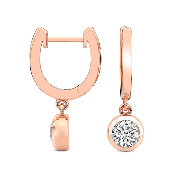 Round Bezel Fashion Lab Diamond Dangle Earrings left view