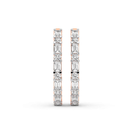 Olea Emerald and Round Lab Diamond Hoop Earrings left view