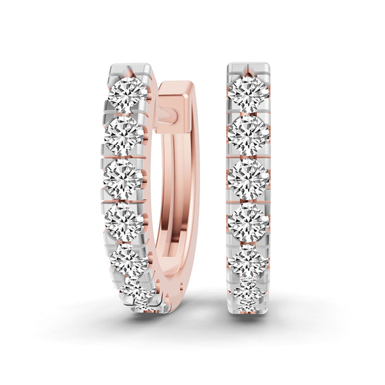 Classic Round Lab Diamond Huggie Earrings front view