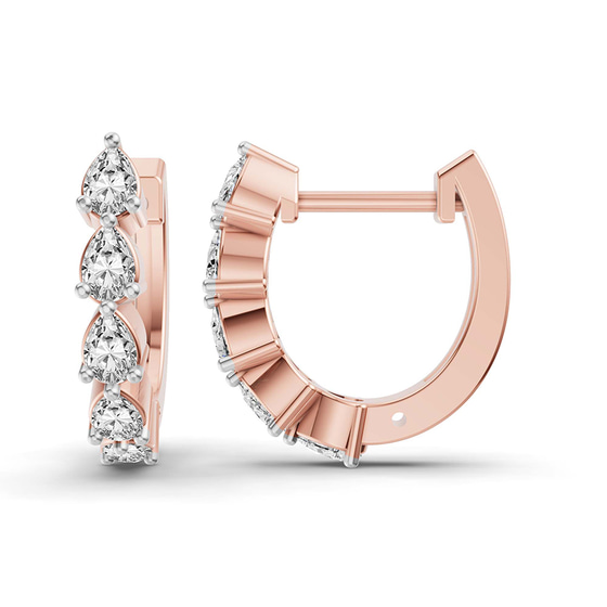 Clara Pear Lab Diamond Huggie Earrings left view