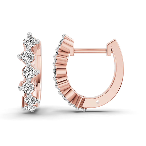 Solene Round Lab Diamond Huggie Earrings left view