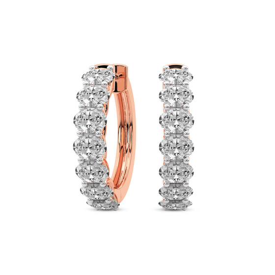 Jovana Oval Lab Diamond Hoop Earrings front view
