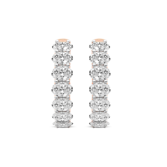 Jovana Oval Lab Diamond Hoop Earrings left view