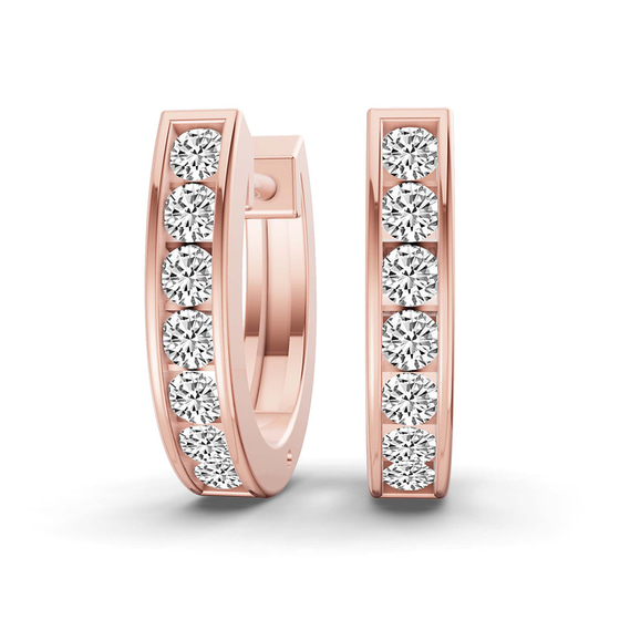 Remi Round Lab Diamond Huggie Earrings front view