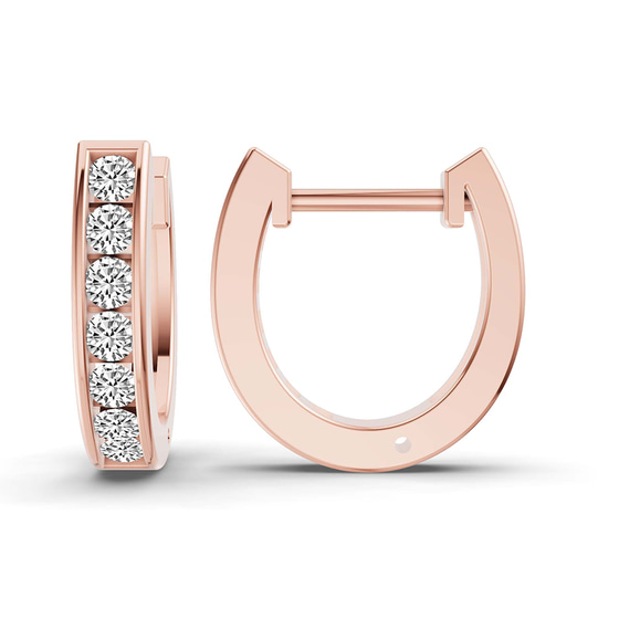 Remi Round Lab Diamond Huggie Earrings left view