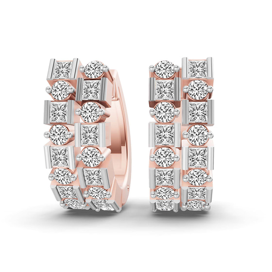 Radiant Sequence Lab Diamond Huggie Earring front view