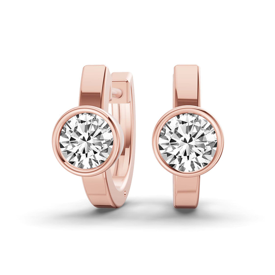 Elin Single Round Lab Diamond Huggie Earrings front view