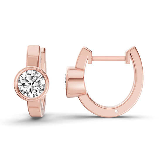 Elin Single Round Lab Diamond Huggie Earrings left view