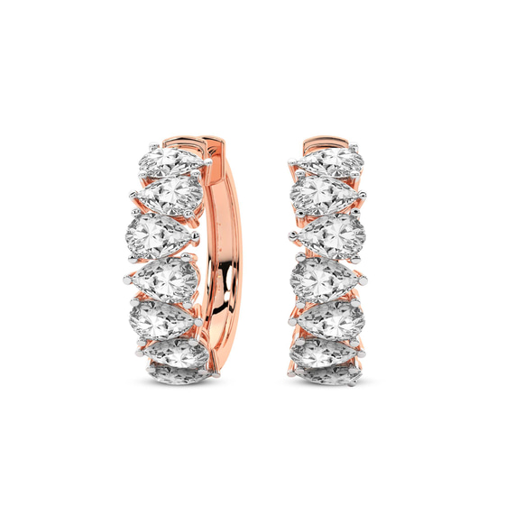 Eudora Pear Lab Diamond Hoop Earrings front view
