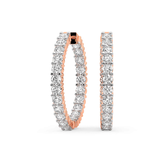Meara Round Lab Diamond Hoop Earrings front view