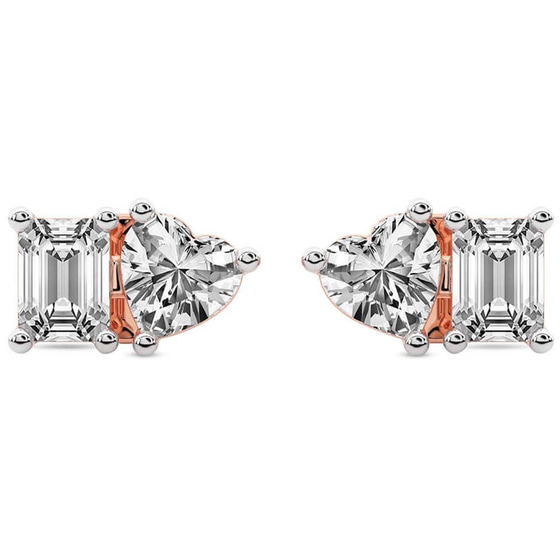 Divine Double Flame Lab Diamond Stud Earrings front view