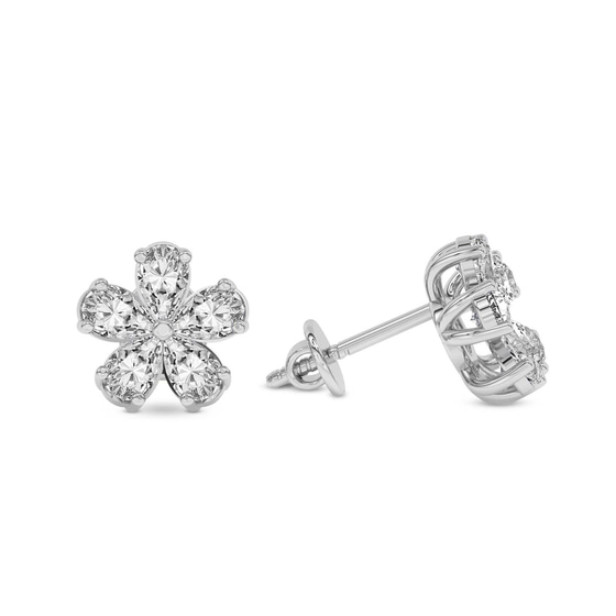 Daisy Flower Fashion Lab Diamond Stud Earrings left view