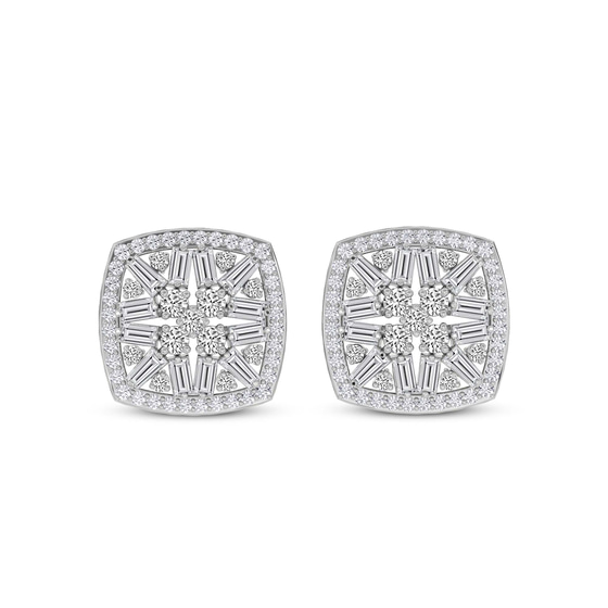 Scabiosa Flower Fashion Lab Diamond Stud Earrings front view