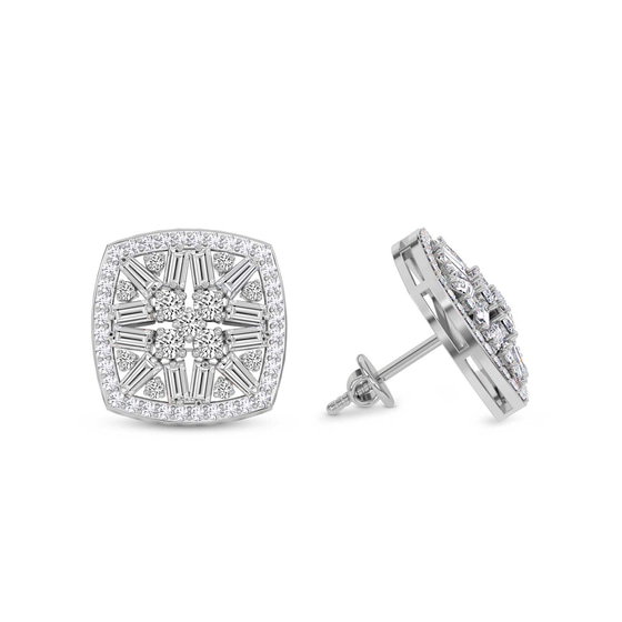 Scabiosa Flower Fashion Lab Diamond Stud Earrings left view
