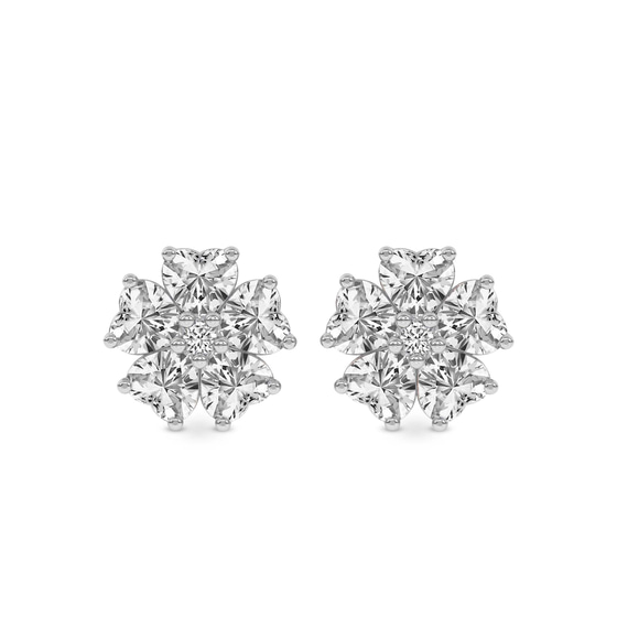 Thalia Bloom Fashion Flower Lab Diamond Stud Earrings front view