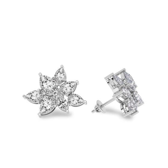 Cosmos Flower Fashion Lab Diamond Stud Earrings left view