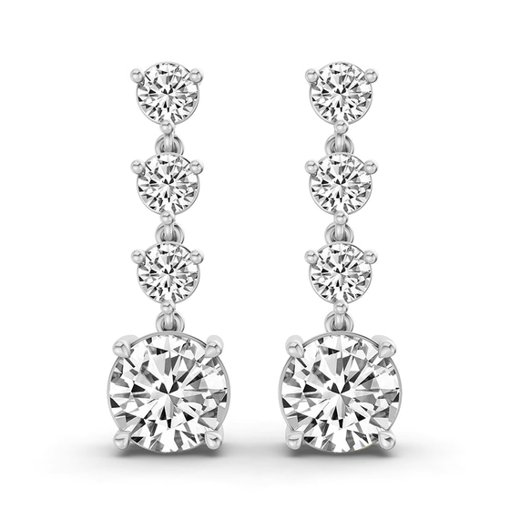Round Fashion Lab Diamond Dangle Earrings front view