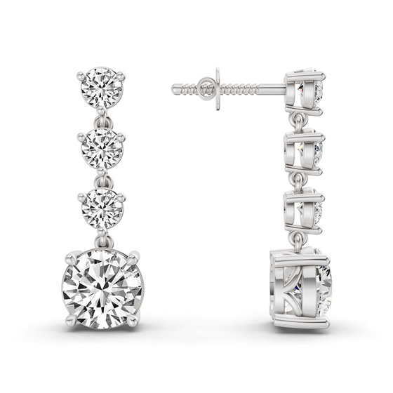 Round Fashion Lab Diamond Dangle Earrings left view