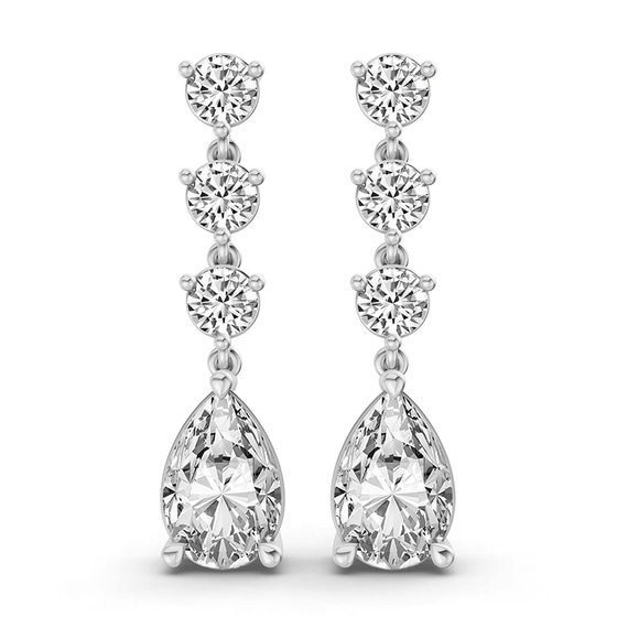 Pear and Round Fashion Lab Diamond Dangle Earrings front view