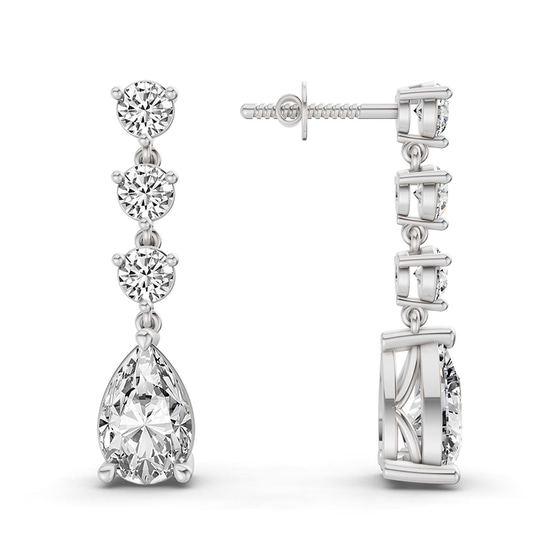 Pear and Round Fashion Lab Diamond Dangle Earrings left view