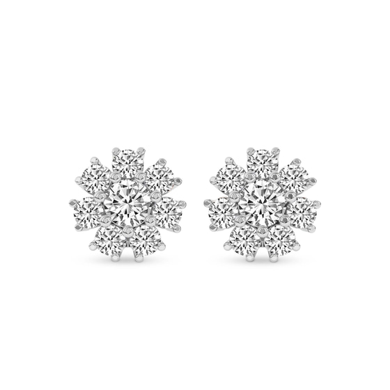 Magnolia Flower Fashion Lab Diamond Stud Earrings front view