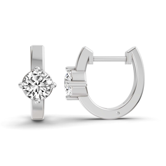 Maia Classic Round Lab Diamond Earrings left view