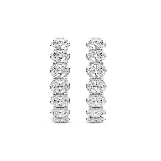 Jovana Oval Lab Diamond Hoop Earrings left view