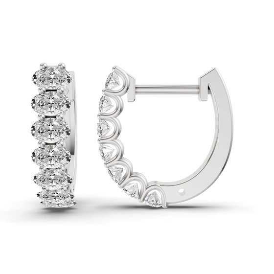 Altair Oval Lab Diamond Huggie Earrings left view