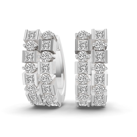 Radiant Sequence Lab Diamond Huggie Earring front view