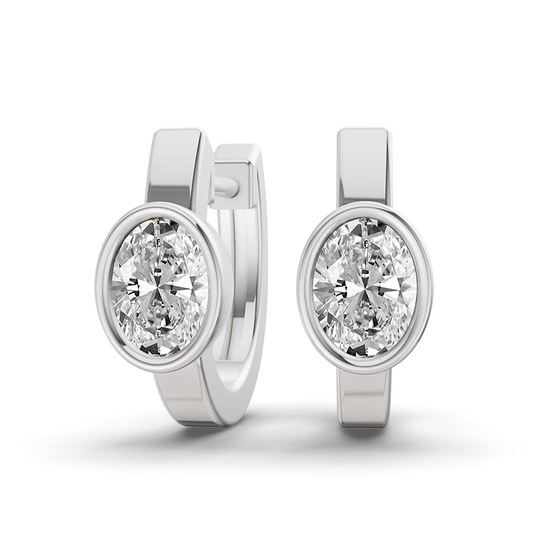 North Single Oval Lab Diamond Huggie Earrings front view